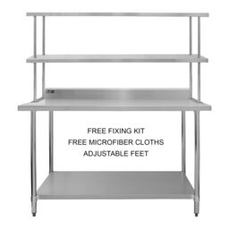 Monstershop 5ft Catering Bench With Double Over-Shelf in Silver - thumbnail 3
