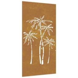 Berkfield Home Garden Wall Decoration 105x55 cm Corten Steel Palm Tree Design in Brown
