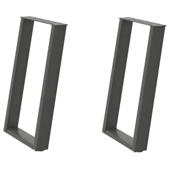 Berkfield Home vidXL Dining Table Legs U-Shaped 2 pcs Anthracite 60x(72-73) cm Steel in Charcoal - image 1