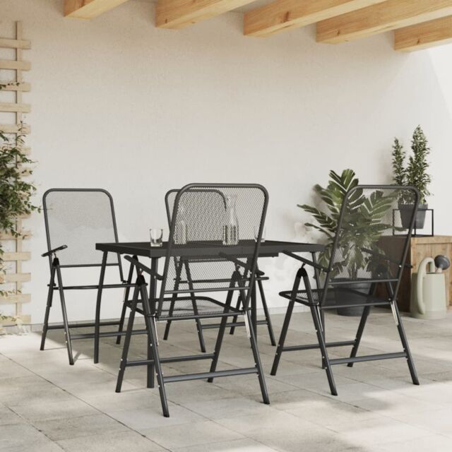 Berkfield Home 5 Piece Garden Dining Set Anthracite Metal Mesh in Black - image 1