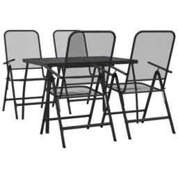 Berkfield Home 5 Piece Garden Dining Set Anthracite Metal Mesh in Black - thumbnail 2