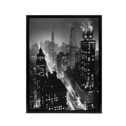 "Artery8 Gotham City Cityscape Concept Art Framed Canvas Wall Art Print in Black - Size: W12"" x H16""" - thumbnail 1