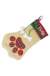 Neel Blue Christmas Stocking Pet Paw Design Velvet Hanging Santa Sack for Xmas Gifts Decorations in Beige - thumbnail 5