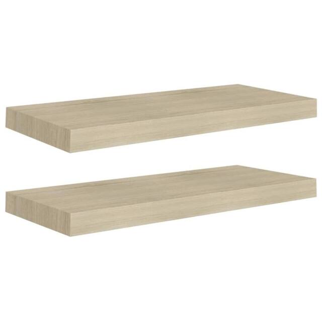 Berkfield Home Floating Wall Shelves 2 pcs Oak 60x23.5x3.8 cm MDF in Light Oak - image 1