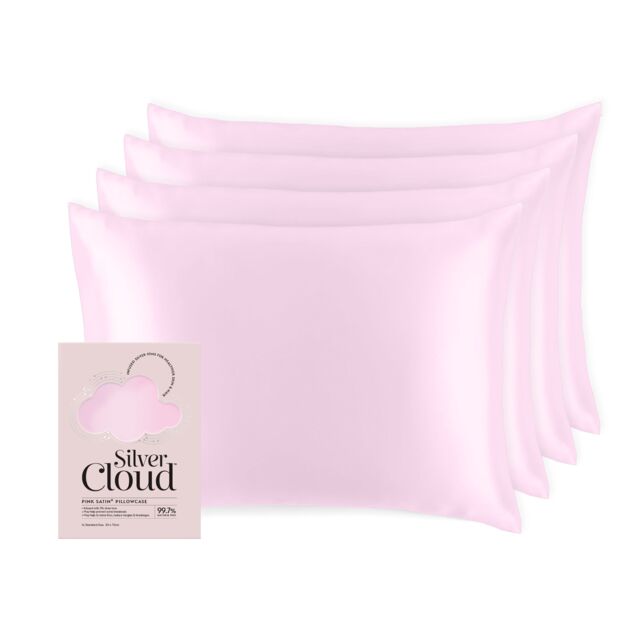 Silver Cloud Women's Silver Ion Infused Satin Pillowcase Pink - 4 Pack in Baby Pink - image 1