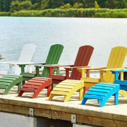 Wyld and Coco Red Wood-Effect Garden Lounge Chair with Footstool