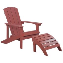 Wyld and Coco Red Wood-Effect Garden Lounge Chair with Footstool - thumbnail 2