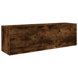 Berkfield Home Bathroom Wall Cabinet Smoked Oak 100x25x30 cm Engineered Wood in Brown - Size: 100 x 25 x 30 cm - thumbnail 2