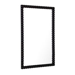 Home Garden Direct Lecco Wooden Wall Mirror with Beaded Frame 60x90cm in Black - Size: 60x90 cm - thumbnail 2