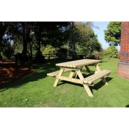 Churnet Valley Garden Furniture Ltd Deluxe Picnic Table, Wooden Furniture - Minimal Assembly Required in Brown - thumbnail 2