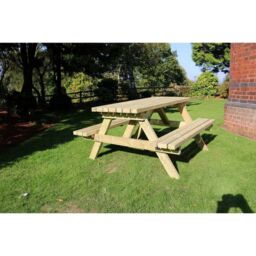 Churnet Valley Garden Furniture Ltd Deluxe Picnic Table, Wooden Furniture - Minimal Assembly Required in Brown - thumbnail 4