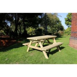 Churnet Valley Garden Furniture Ltd Deluxe Picnic Table, Wooden Furniture - Minimal Assembly Required in Brown - thumbnail 3