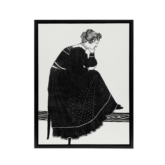 "Artery8 Woman Sitting on a Stool Reijer Stolk Framed Canvas Wall Art Print in White - Size: W12"" x H16""" - image 1