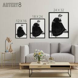 "Artery8 Woman Sitting on a Stool Reijer Stolk Framed Canvas Wall Art Print in White - Size: W12"" x H16""" - thumbnail 4