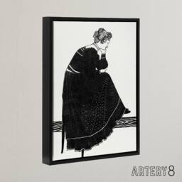 "Artery8 Woman Sitting on a Stool Reijer Stolk Framed Canvas Wall Art Print in White - Size: W12"" x H16""" - thumbnail 2