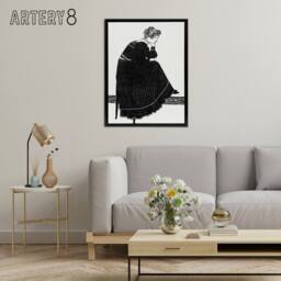 "Artery8 Woman Sitting on a Stool Reijer Stolk Framed Canvas Wall Art Print in White - Size: W12"" x H16""" - thumbnail 3