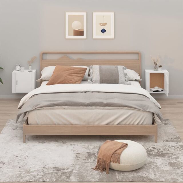 Berkfield Home Wall-mounted Bedside Cabinets 2 pcs High Gloss White 50x30x47cm - Size: 50 x 30 x 47 cm - image 1