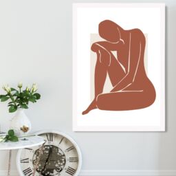 ARTZE Matisse Nude Cream & Terracotta Framed Print SIZE: A2 with White Frame - thumbnail 2