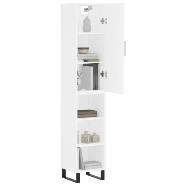 Berkfield Home Highboard White 34.5x34x180 cm Engineered Wood - image 1