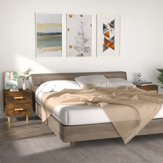 Berkfield Home Bed Cabinets 2 pcs Smoked Oak 40x35x47.5 cm in Brown - image 1