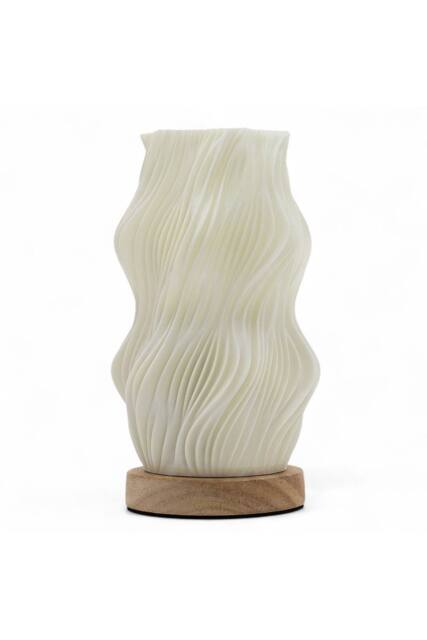 KDMD Star Twisted New Wave Lamp - USB-C, 3 Brightness Settings, Wooden Base in White - image 1