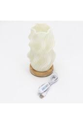 KDMD Star Twisted New Wave Lamp - USB-C, 3 Brightness Settings, Wooden Base in White - thumbnail 2