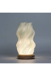 KDMD Star Twisted New Wave Lamp - USB-C, 3 Brightness Settings, Wooden Base in White - thumbnail 3