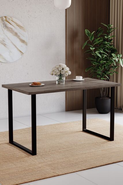 Home Discount Vida Designs 4 Seater Dining Table With U Shape Legs MDF Dining Kitchen Furniture in Walnut - image 1