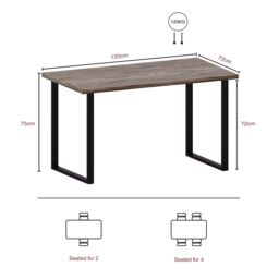 Home Discount Vida Designs 4 Seater Dining Table With U Shape Legs MDF Dining Kitchen Furniture in Walnut - thumbnail 3