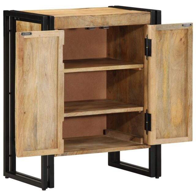 Berkfield Home Shoe Cabinet Black 30x30x40 cm Solid Mango Wood & Steel in Brown - Size: 30 x 30 x 40 cm - image 1