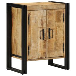 Berkfield Home Shoe Cabinet Black 30x30x40 cm Solid Mango Wood & Steel in Brown - Size: 30 x 30 x 40 cm - thumbnail 2