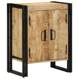 Berkfield Home Shoe Cabinet Black 30x30x40 cm Solid Mango Wood & Steel in Brown - Size: 30 x 30 x 40 cm - thumbnail 4