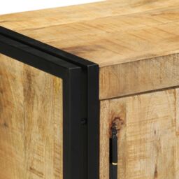 Berkfield Home Shoe Cabinet Black 30x30x40 cm Solid Mango Wood & Steel in Brown - Size: 30 x 30 x 40 cm - thumbnail 8