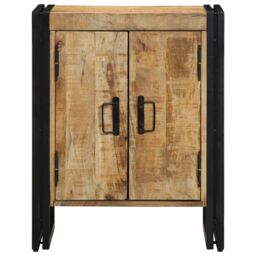 Berkfield Home Shoe Cabinet Black 30x30x40 cm Solid Mango Wood & Steel in Brown - Size: 30 x 30 x 40 cm - thumbnail 5