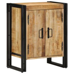 Berkfield Home Shoe Cabinet Black 30x30x40 cm Solid Mango Wood & Steel in Brown - Size: 30 x 30 x 40 cm - thumbnail 3