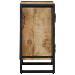 Berkfield Home Shoe Cabinet Black 30x30x40 cm Solid Mango Wood & Steel in Brown - Size: 30 x 30 x 40 cm - thumbnail 6