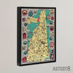 "Artery8 Shurtleff 1926 New Hampshire Pictorial Map Framed Canvas Wall Art Print - Size: W24"" x H32""" - thumbnail 2