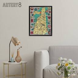 "Artery8 Shurtleff 1926 New Hampshire Pictorial Map Framed Canvas Wall Art Print - Size: W24"" x H32""" - thumbnail 3