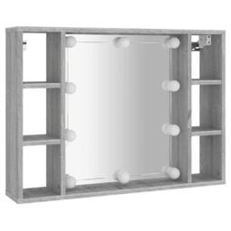 Berkfield Home Mirror Cabinet with LED Grey Sonoma 76x15x55 cm - Size: 76 x 15 x 55 cm - thumbnail 3