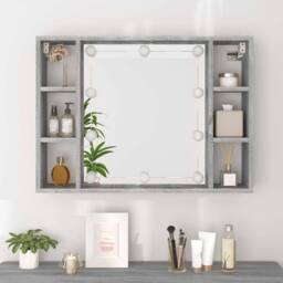 Berkfield Home Mirror Cabinet with LED Grey Sonoma 76x15x55 cm - Size: 76 x 15 x 55 cm - thumbnail 5