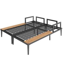 STILVORA Modular Outdoor Double Chaise Lounge with Wooden Side Panels in Grey - thumbnail 9