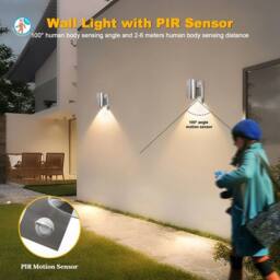 Kelvenix Stainless Steel Pir Outdoor Wall Light PIR Motion Sensor in Silver - thumbnail 3