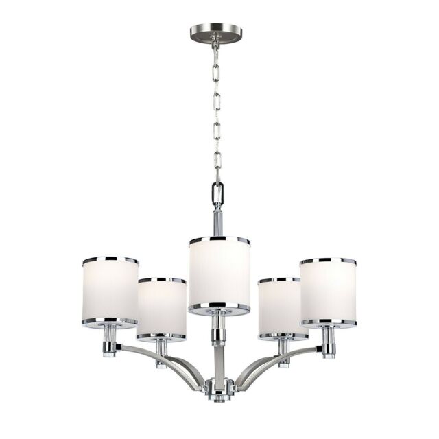 Loops 5 Bulb Chandelier Hanging Pendant LIght Satin Nickel/Chrome LED E27 60W Bulb in Metallics