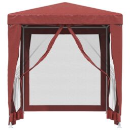 Berkfield Home Party Tent with 4 Mesh Sidewalls Red 2x2 m HDPE - thumbnail 3