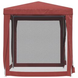Berkfield Home Party Tent with 4 Mesh Sidewalls Red 2x2 m HDPE - thumbnail 4