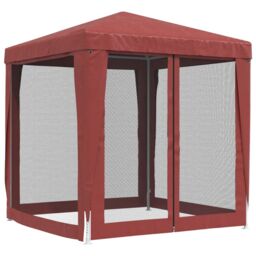Berkfield Home Party Tent with 4 Mesh Sidewalls Red 2x2 m HDPE - thumbnail 5