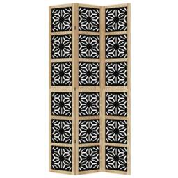 Berkfield Home Room Divider 3 Panels Brown & Black Solid Wood Paulownia - thumbnail 4
