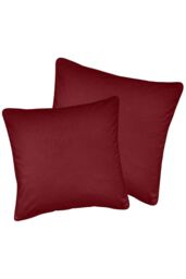 Enhanced Living Pair of Soft Velvet Double Sided Zip Opening Piped Edge Cushion Covers - Cases Only in Red - Size: 55 cm x 55 cm - thumbnail 1