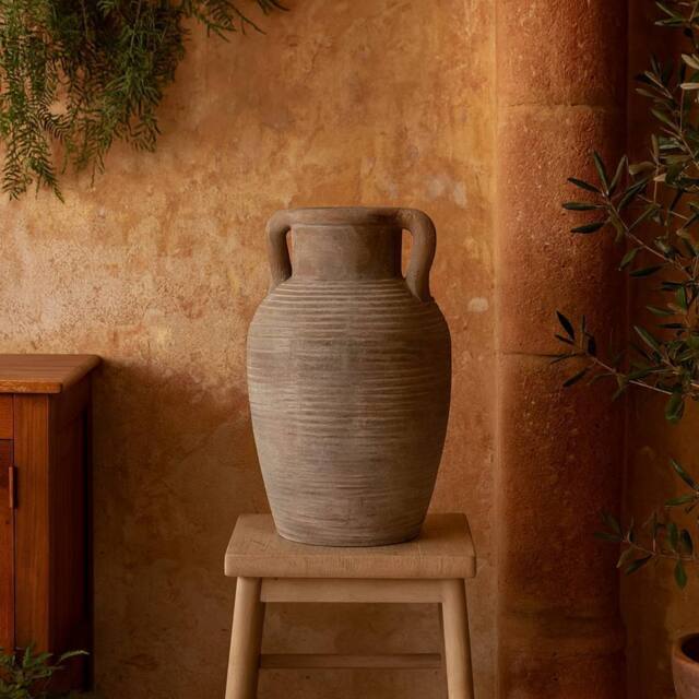 Wyld Haus Siena Amphora Stoneware Vase Tall Soft Brown with Handles - image 1