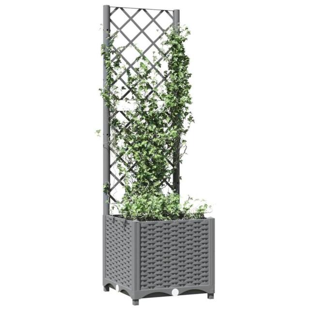Berkfield Home Garden Planter with Trellis Light Grey 40x40x136 cm PP - Size: 40 x 40 x 136 cm - image 1